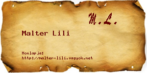 Malter Lili névjegykártya